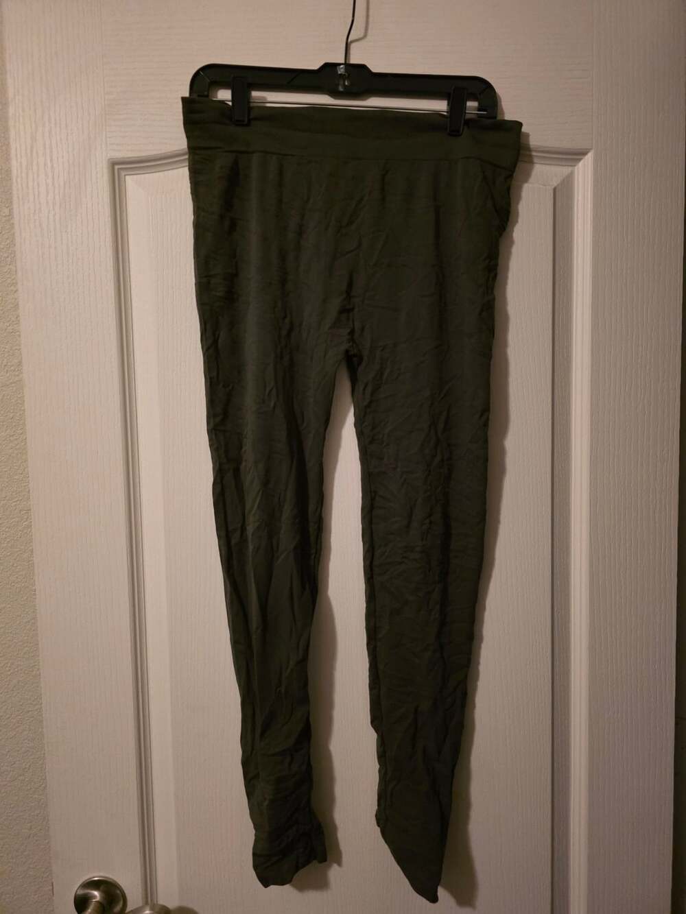 Reborn Ruched Slim Fit Leggings Olive Green Nylon Spandex Size 1X Plus